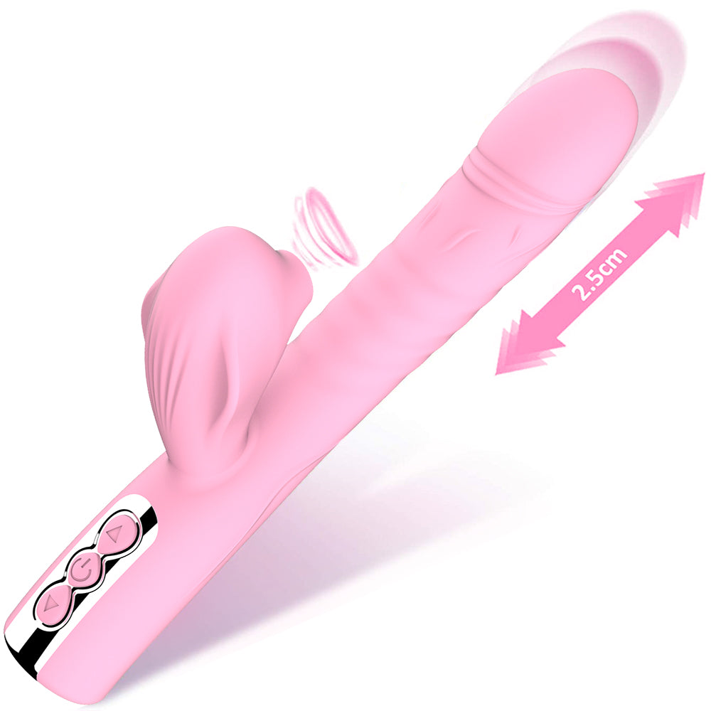 New Adult Automatic Telescopic Silicone Clitoris Orgasm G Spot Rabbit Vibrator Sex Toy for Women