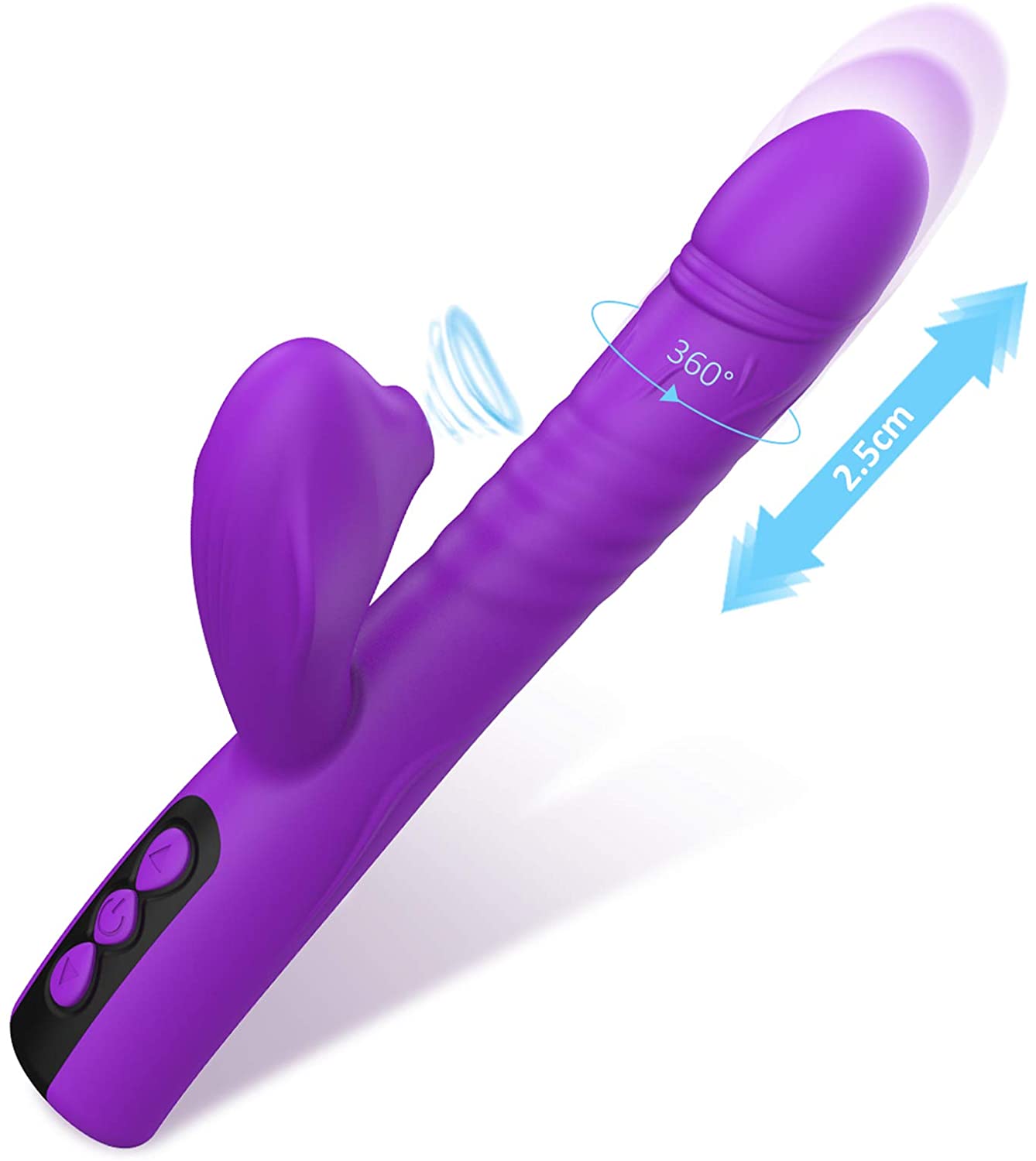 New Adult Automatic Telescopic Silicone Clitoris Orgasm G Spot Rabbit Vibrator Sex Toy for Women