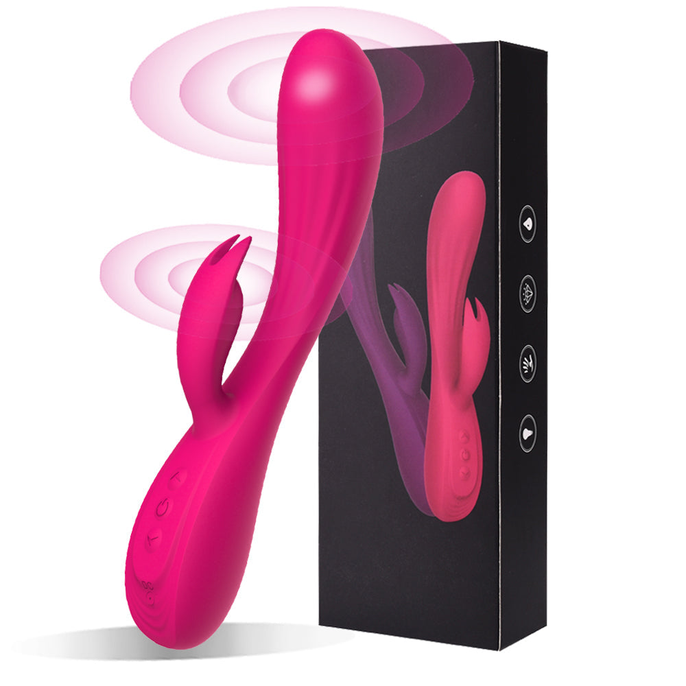 Silicone Masturbator Glue Rabbit Vibrator Usb Charging 10 Frequency Double Motor Massage Stick Adult Sex Product