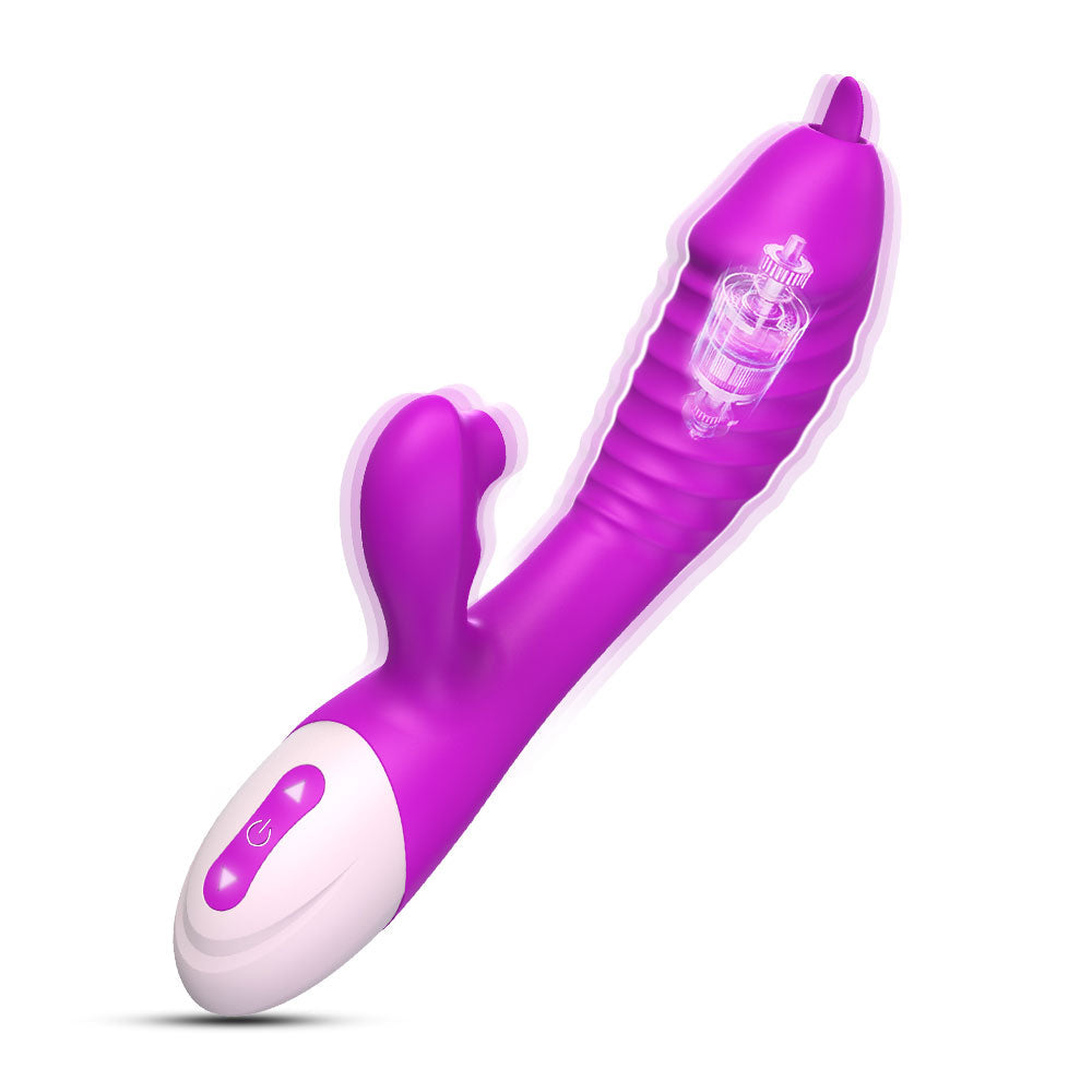 Tongue licking sucking vibrator 8 frequency suction vibration massage dual motor stick female silicone masturbator adult sex toy